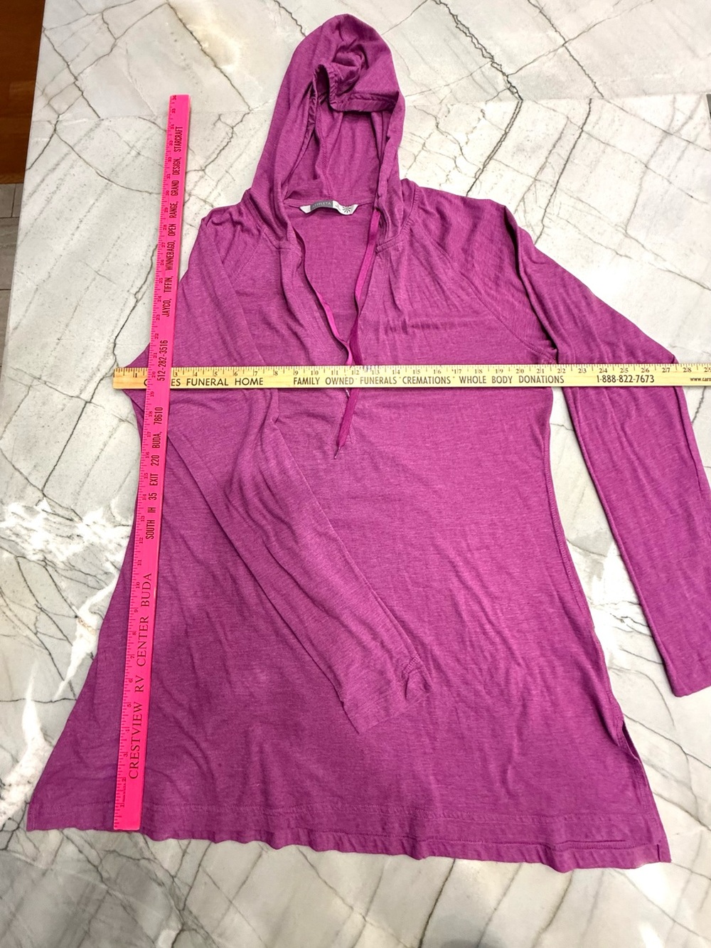 Athleta Magenta Hooded Long-Sleeve Tunic Sweatshirt
